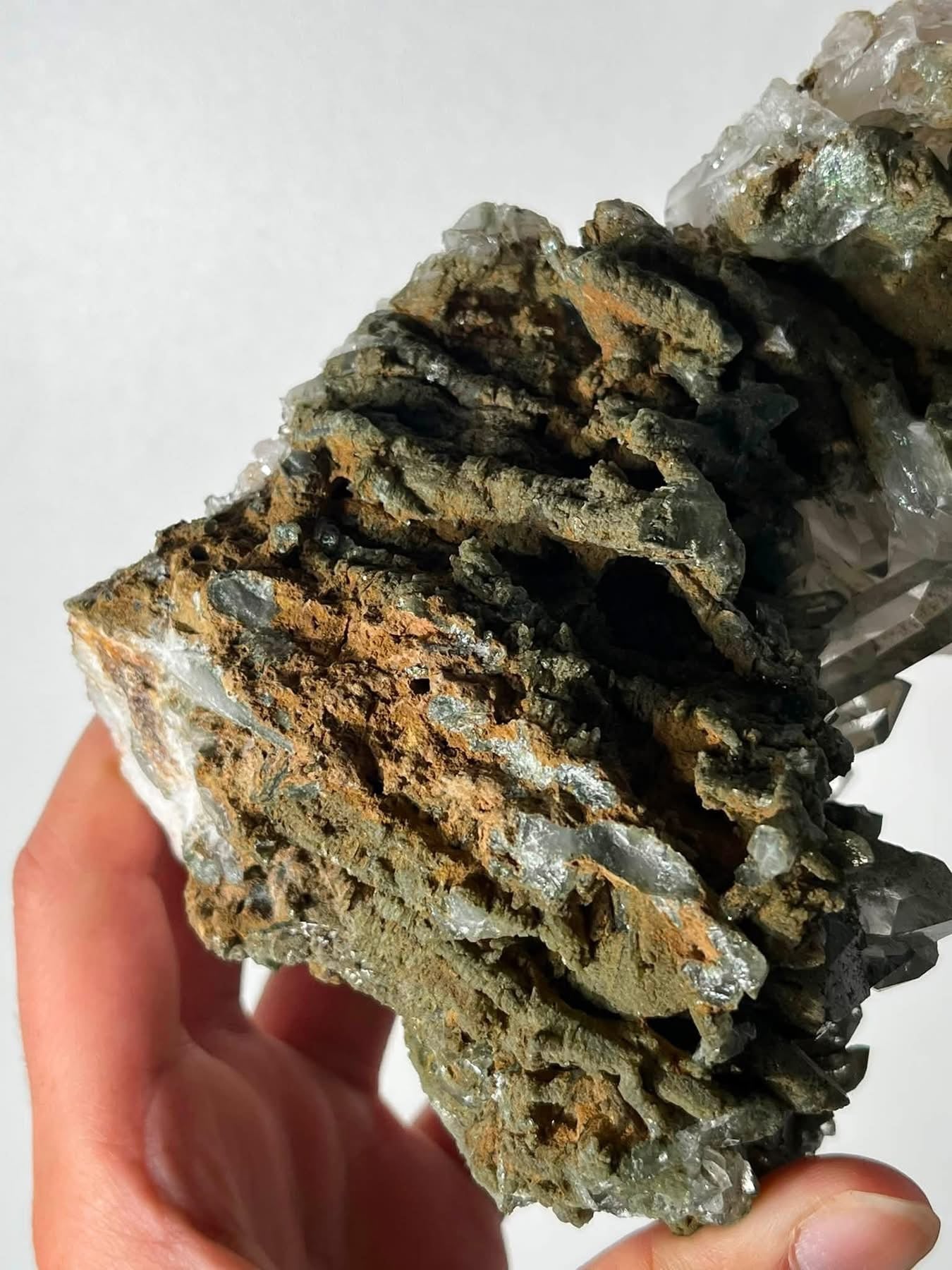 Self Standing Faden Chlorite Garden Quartz Cluster with Chlorite Phantoms Specimen B