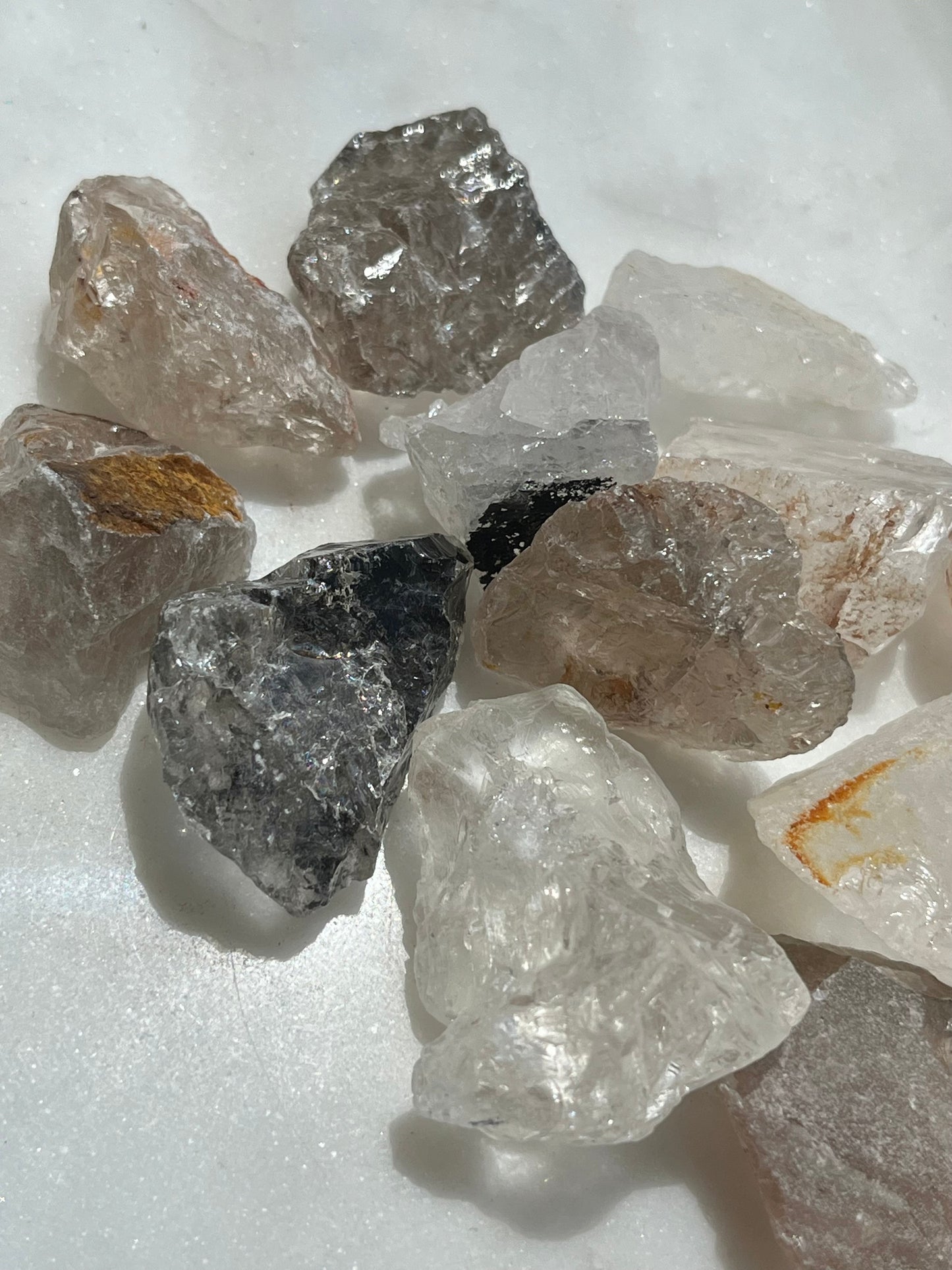 Included Smokey & Clear Quartz Raw Stones (250g Pack)