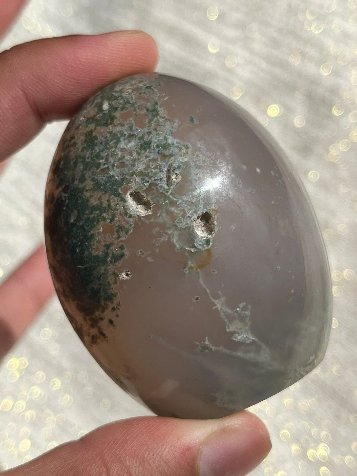 Indonesian Green Moss in Chalcedony Freeform