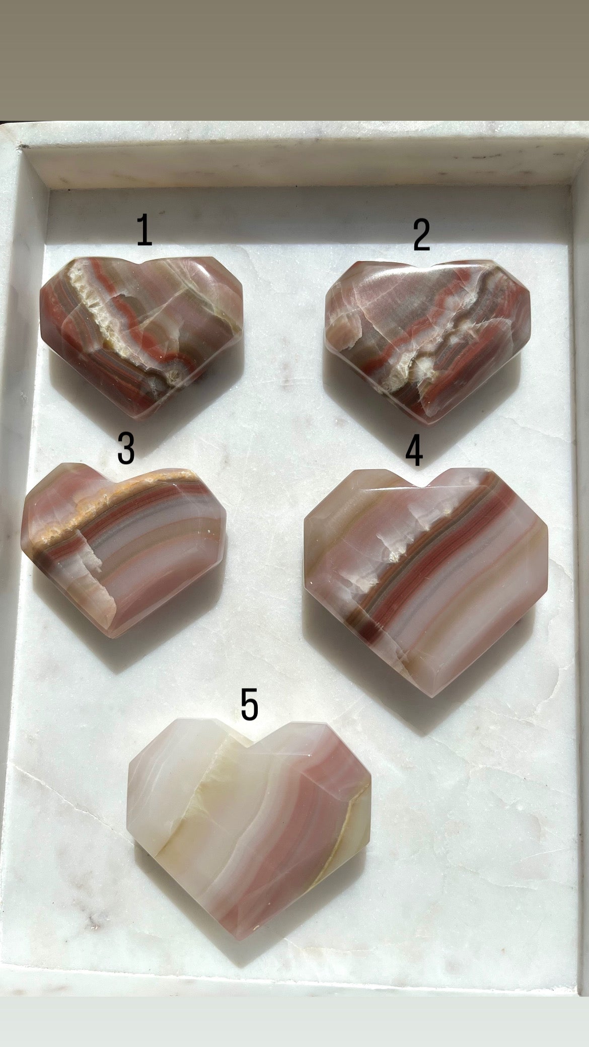 Pakistani Pink Banded Calcite Faceted Heart