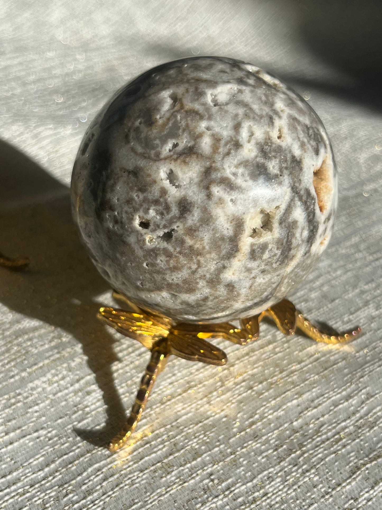 Flower Agate and Hematoid Quartz in Jasper Sphere Set (2 spheres)