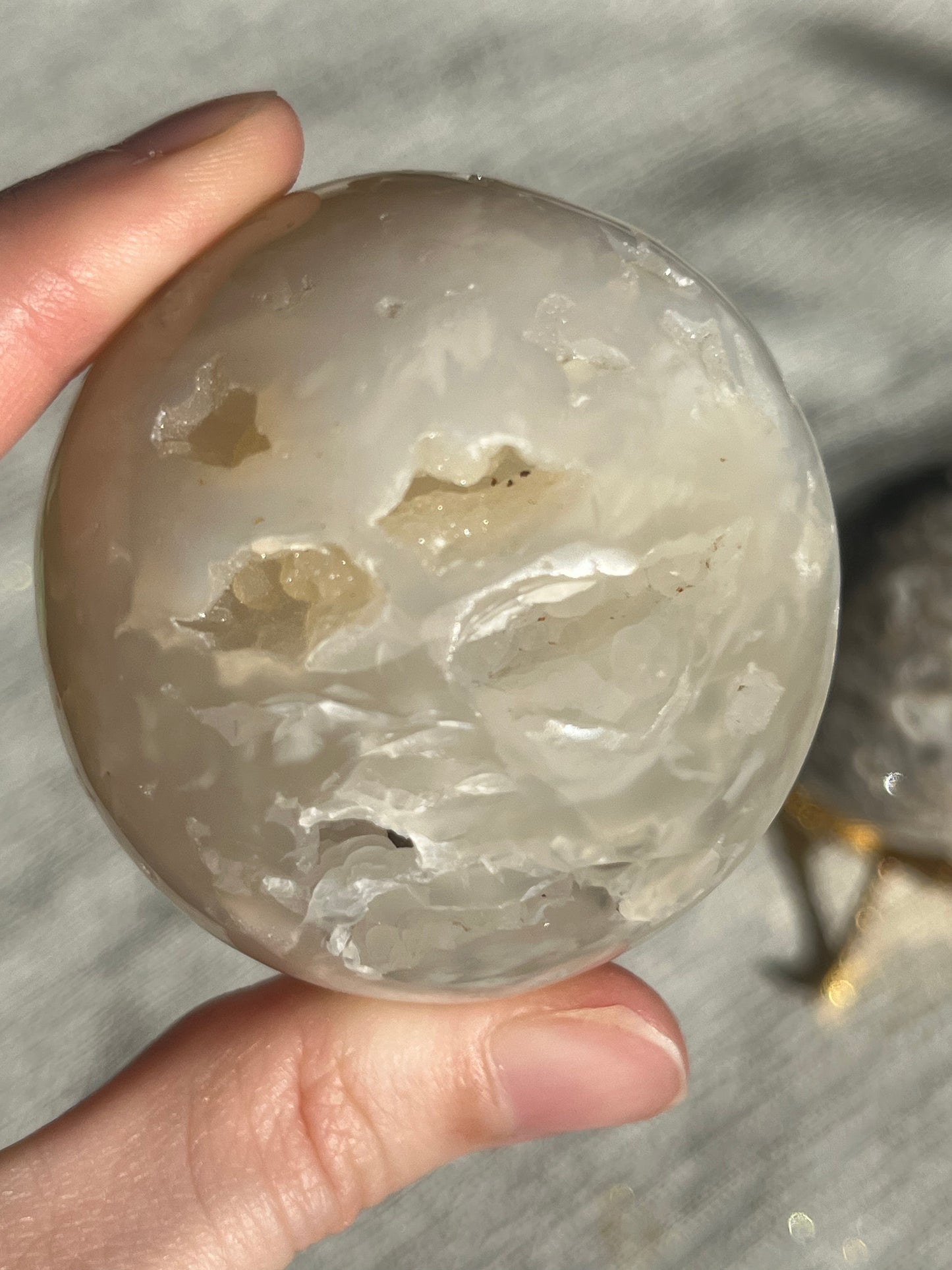 Flower Agate and Hematoid Quartz in Jasper Sphere Set (2 spheres)