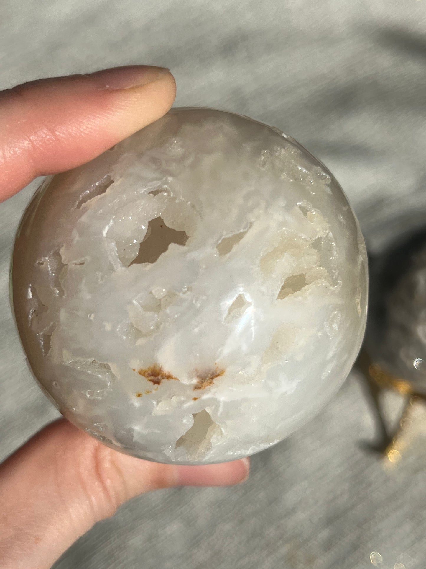 Flower Agate and Hematoid Quartz in Jasper Sphere Set (2 spheres)