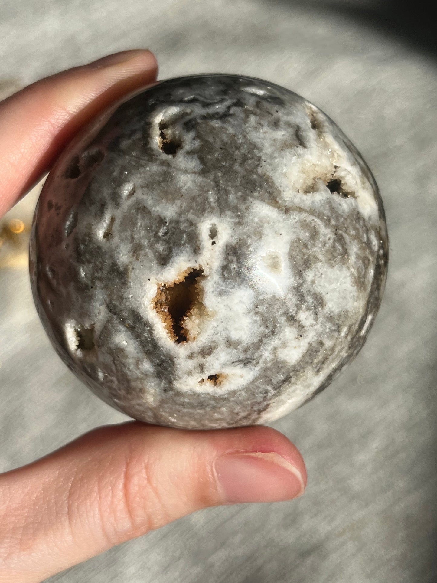 Flower Agate and Hematoid Quartz in Jasper Sphere Set (2 spheres)