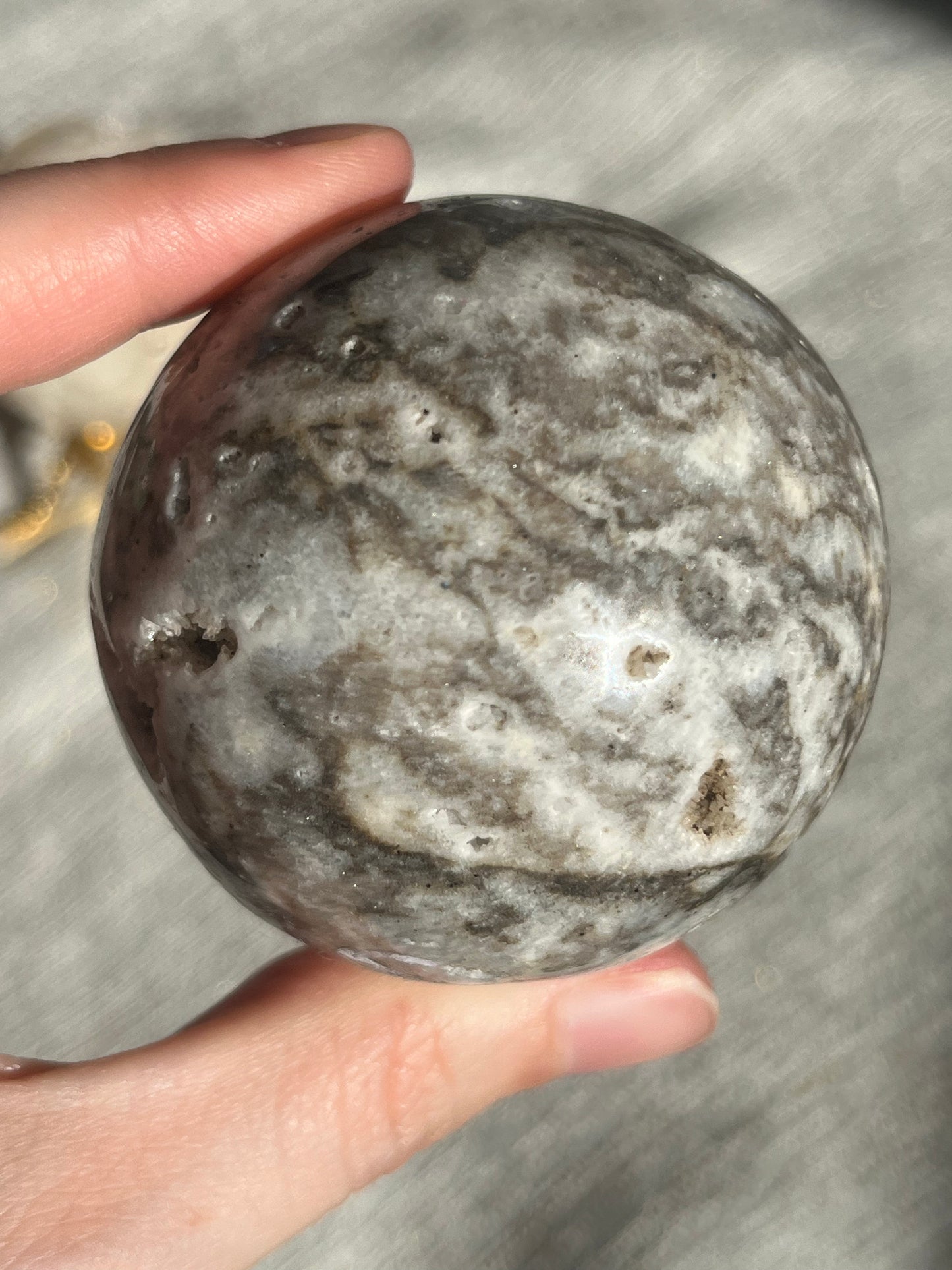 Flower Agate and Hematoid Quartz in Jasper Sphere Set (2 spheres)