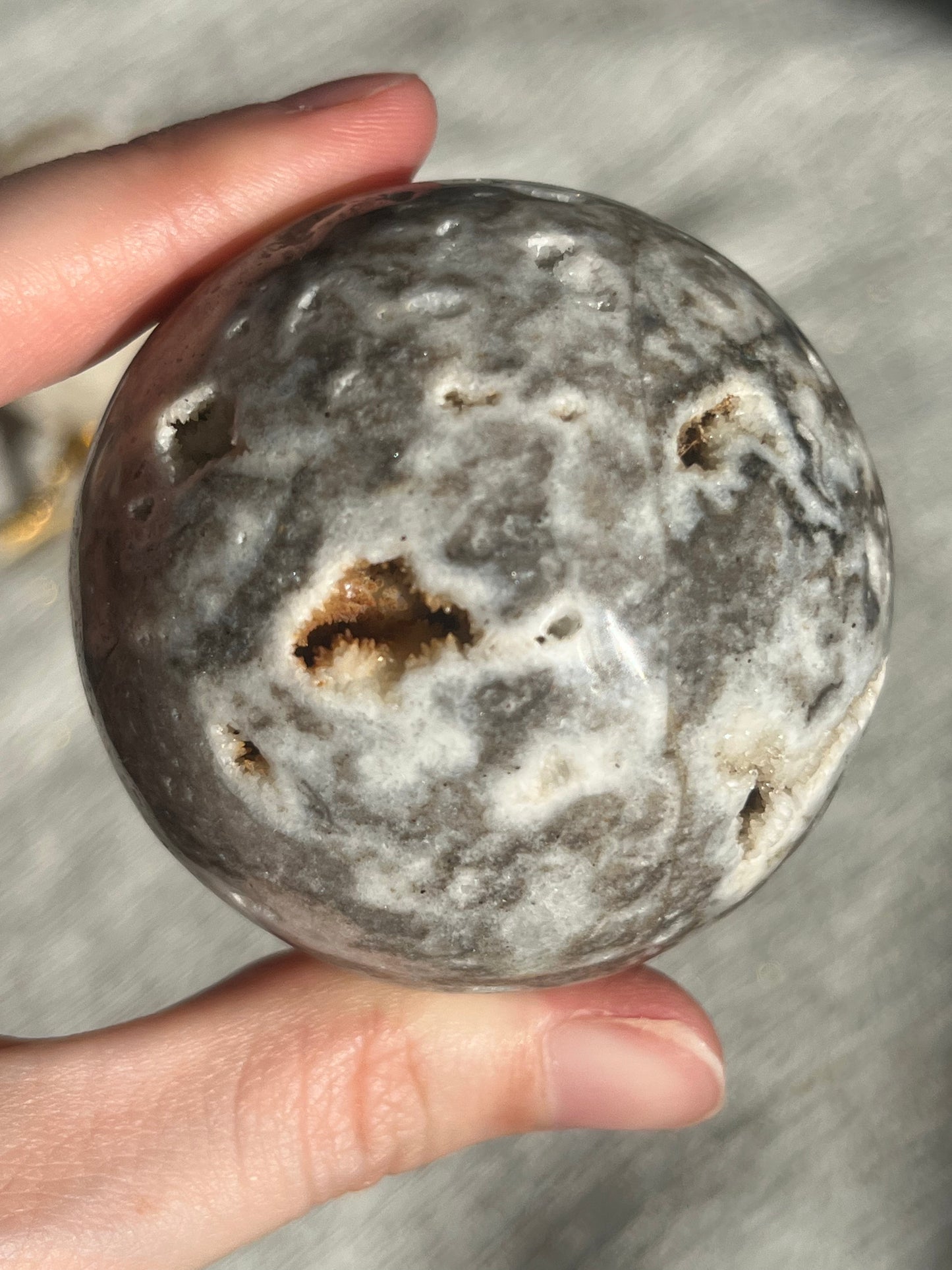 Flower Agate and Hematoid Quartz in Jasper Sphere Set (2 spheres)