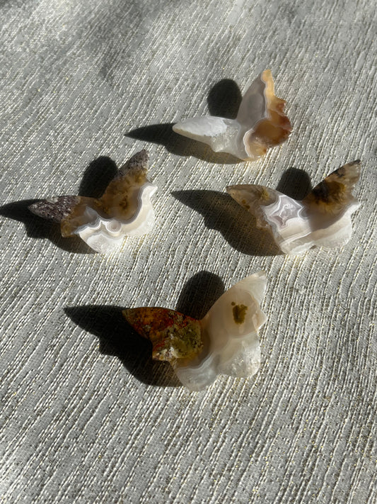 Nebula Agate 3D Butterfly Carvings Lot A (4 pieces)