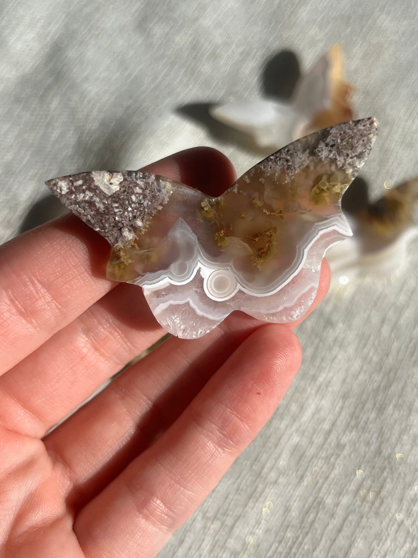 Nebula Agate 3D Butterfly Carvings Lot A (4 pieces)