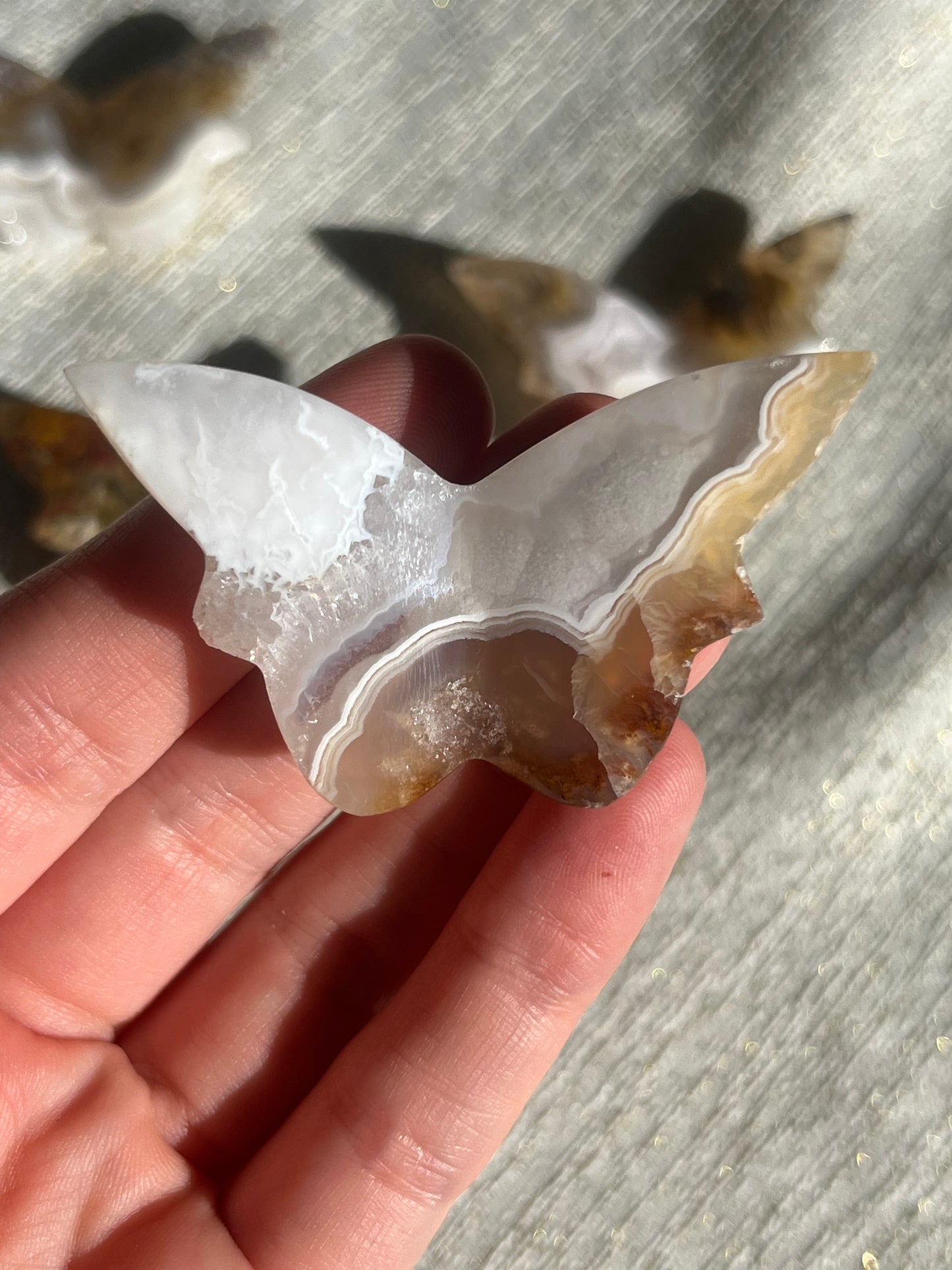 Nebula Agate 3D Butterfly Carvings Lot A (4 pieces)