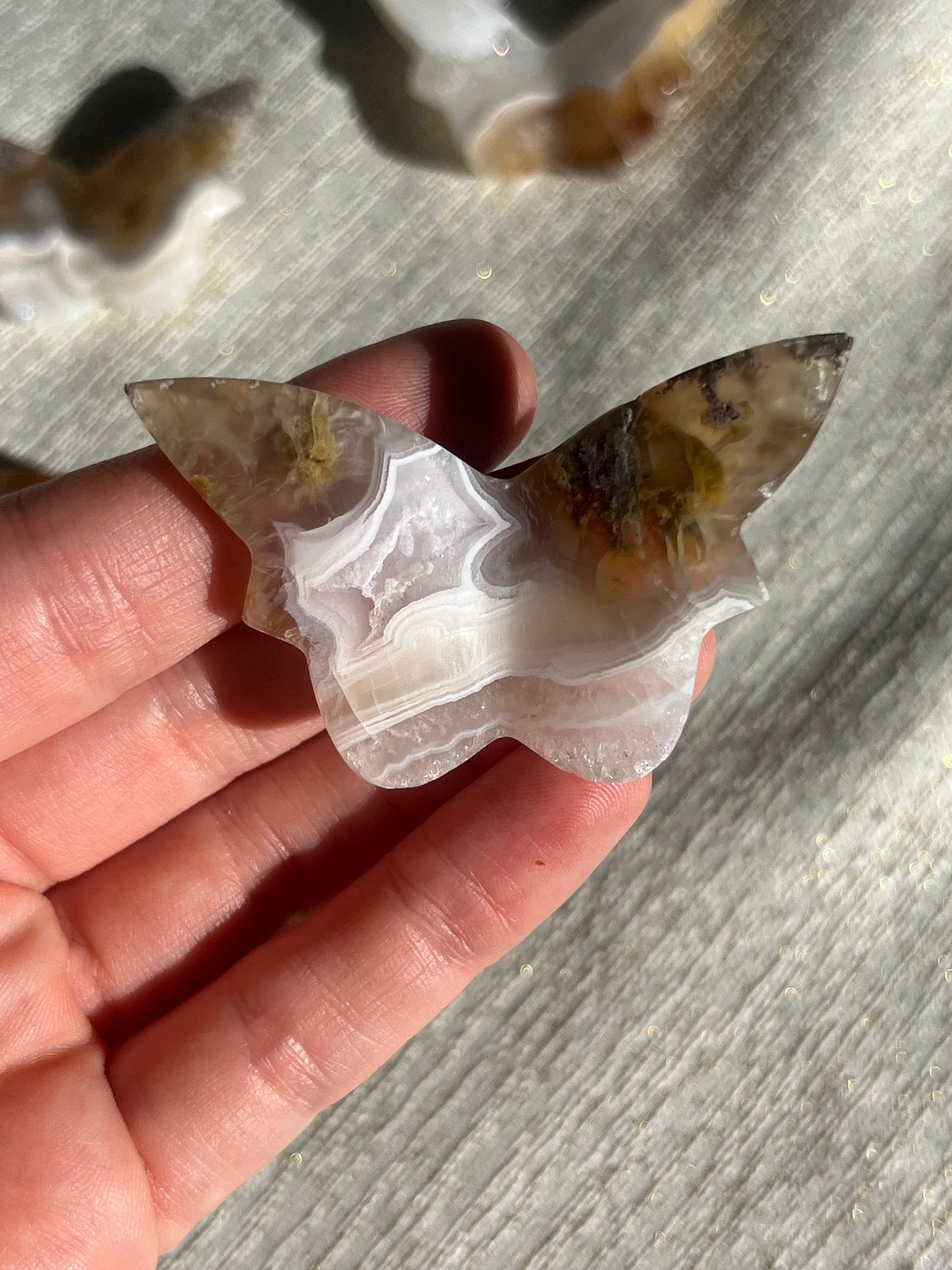 Nebula Agate 3D Butterfly Carvings Lot A (4 pieces)