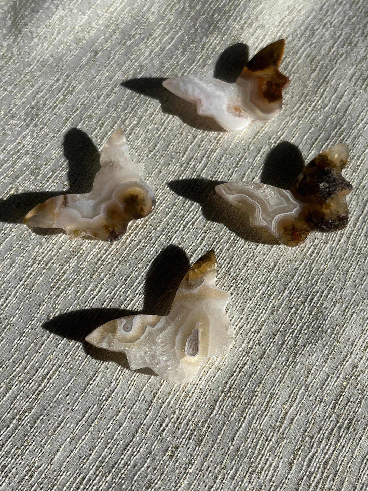 Nebula Agate 3D Butterfly Carvings Lot B (4 pieces)