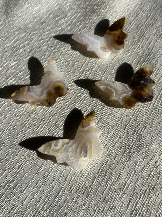 Nebula Agate 3D Butterfly Carvings Lot B (4 pieces)