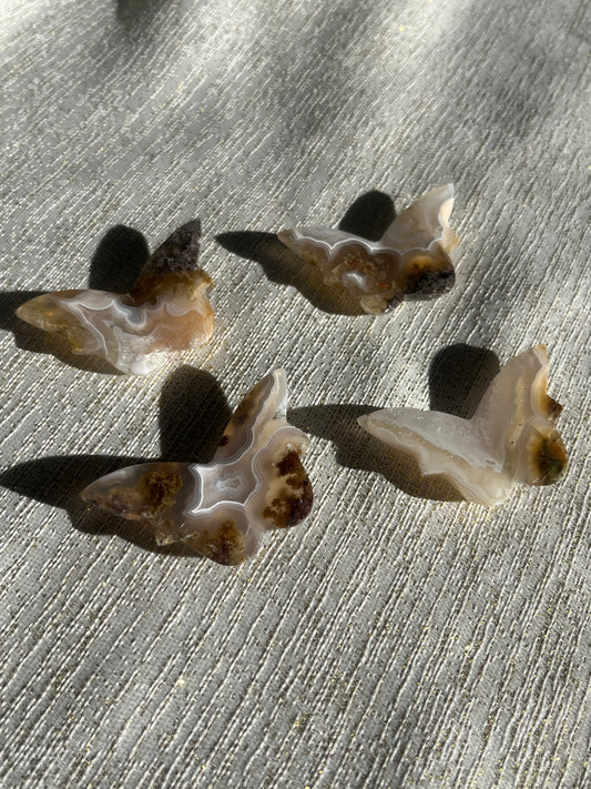Nebula Agate 3D Butterfly Carvings Lot C (4 pieces)