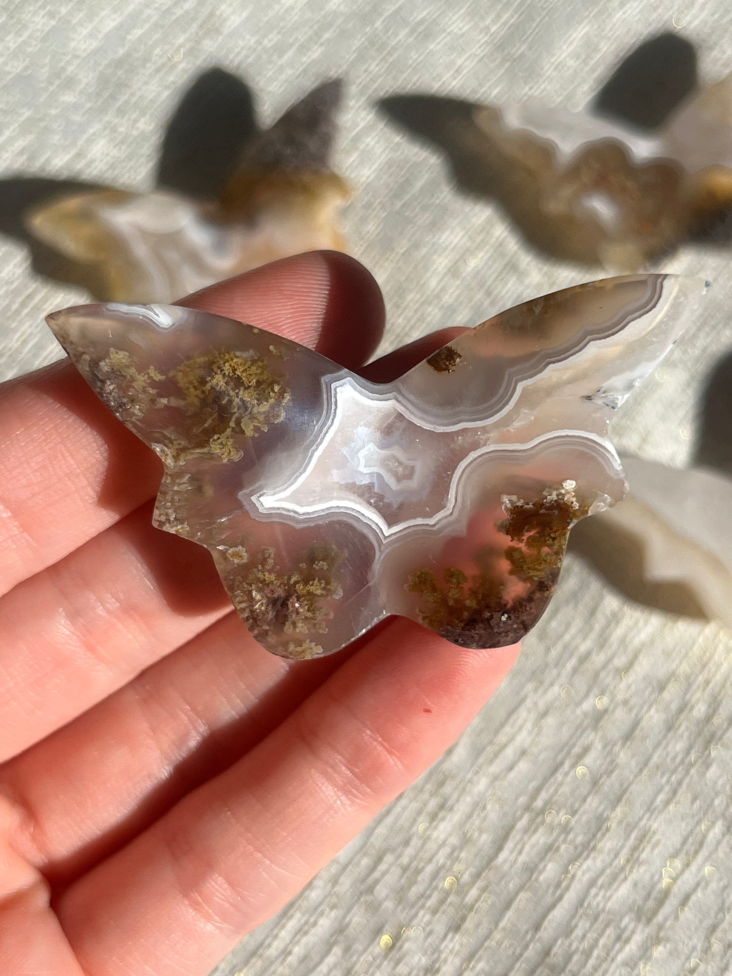 Nebula Agate 3D Butterfly Carvings Lot C (4 pieces)