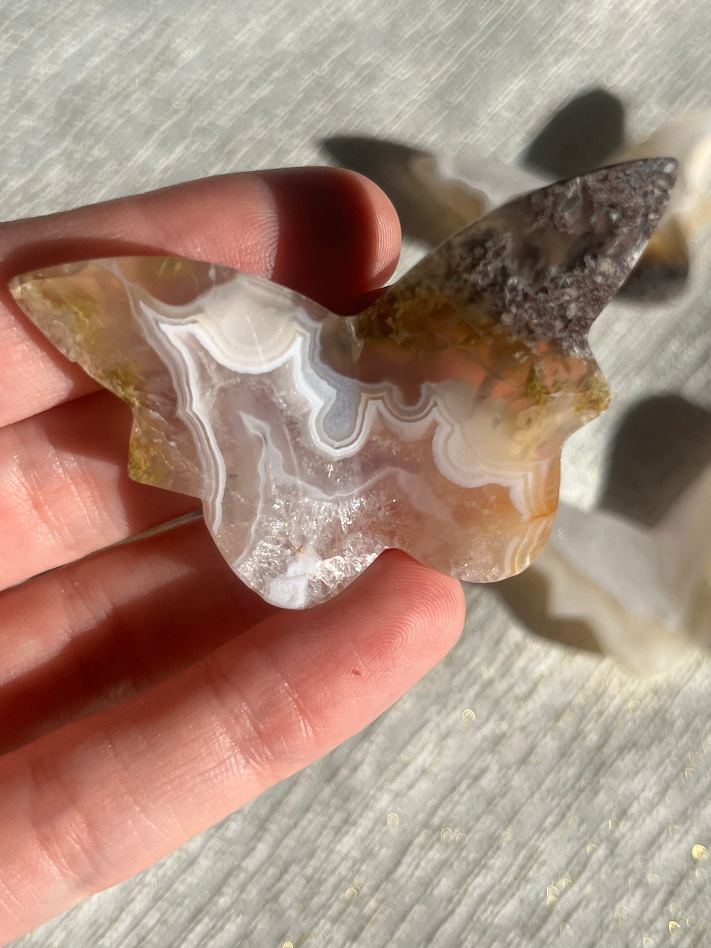 Nebula Agate 3D Butterfly Carvings Lot C (4 pieces)
