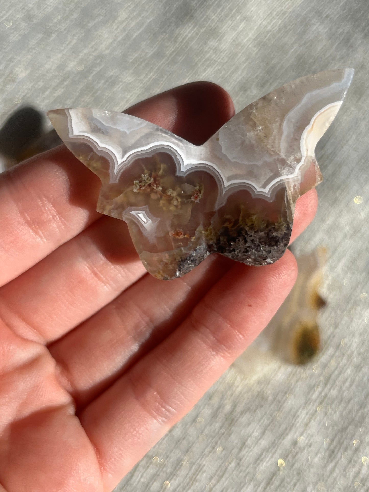 Nebula Agate 3D Butterfly Carvings Lot C (4 pieces)