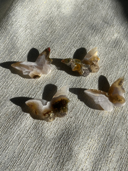 Nebula Agate 3D Butterfly Carvings Lot D (4 pieces)