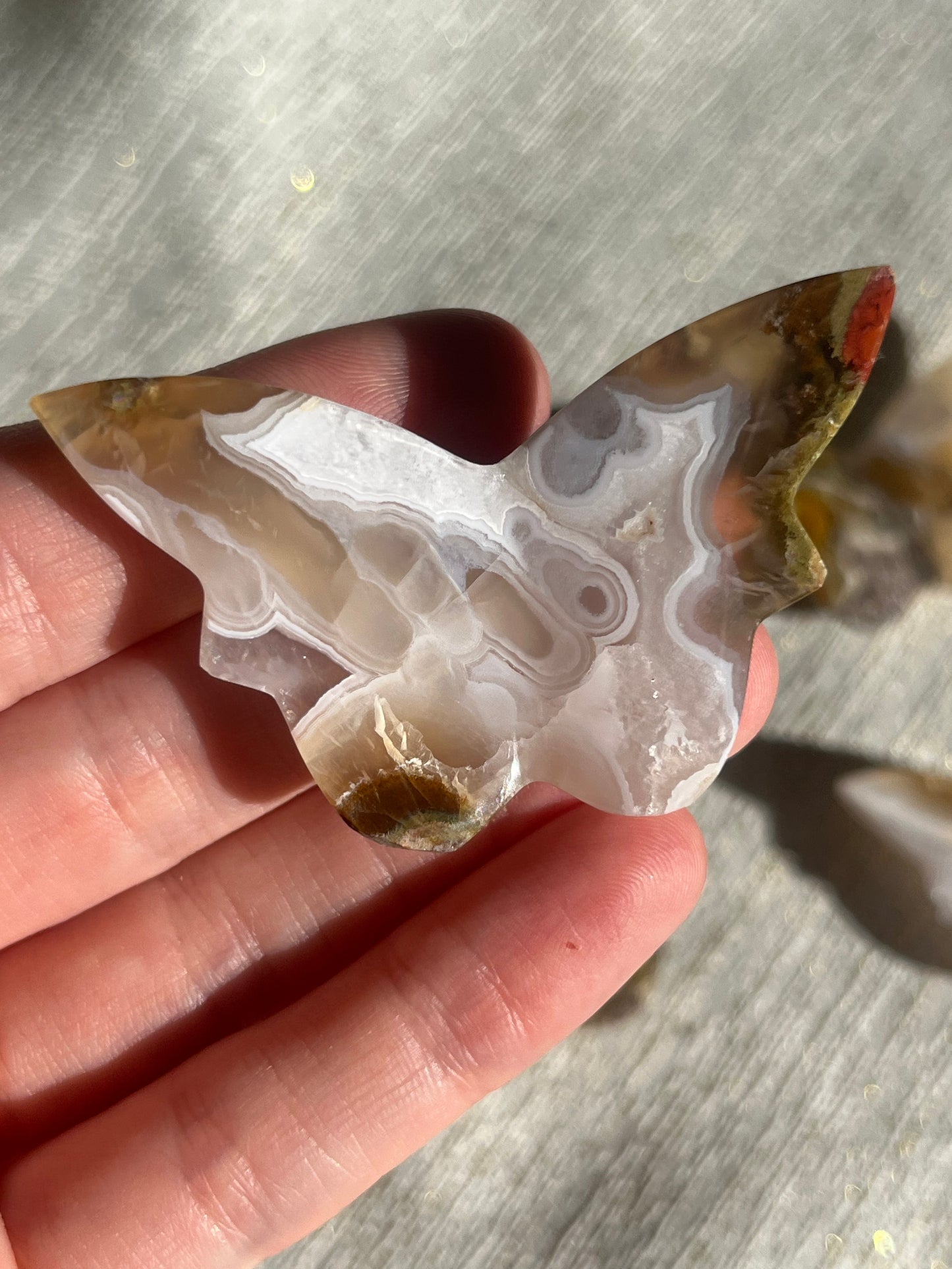 Nebula Agate 3D Butterfly Carvings Lot D (4 pieces)