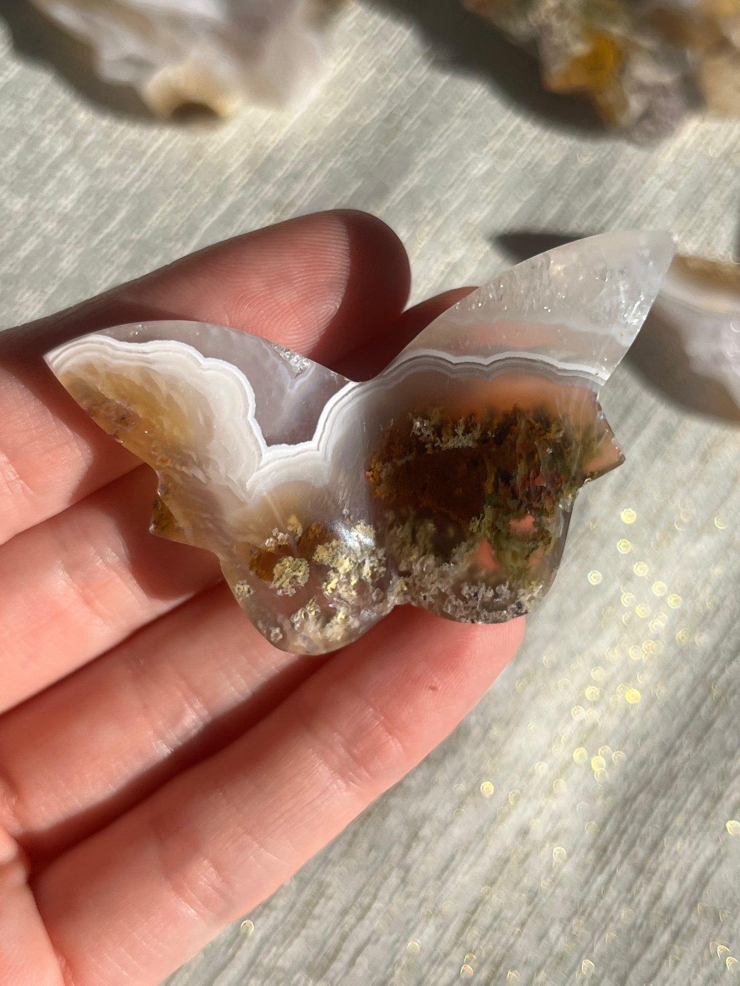 Nebula Agate 3D Butterfly Carvings Lot D (4 pieces)