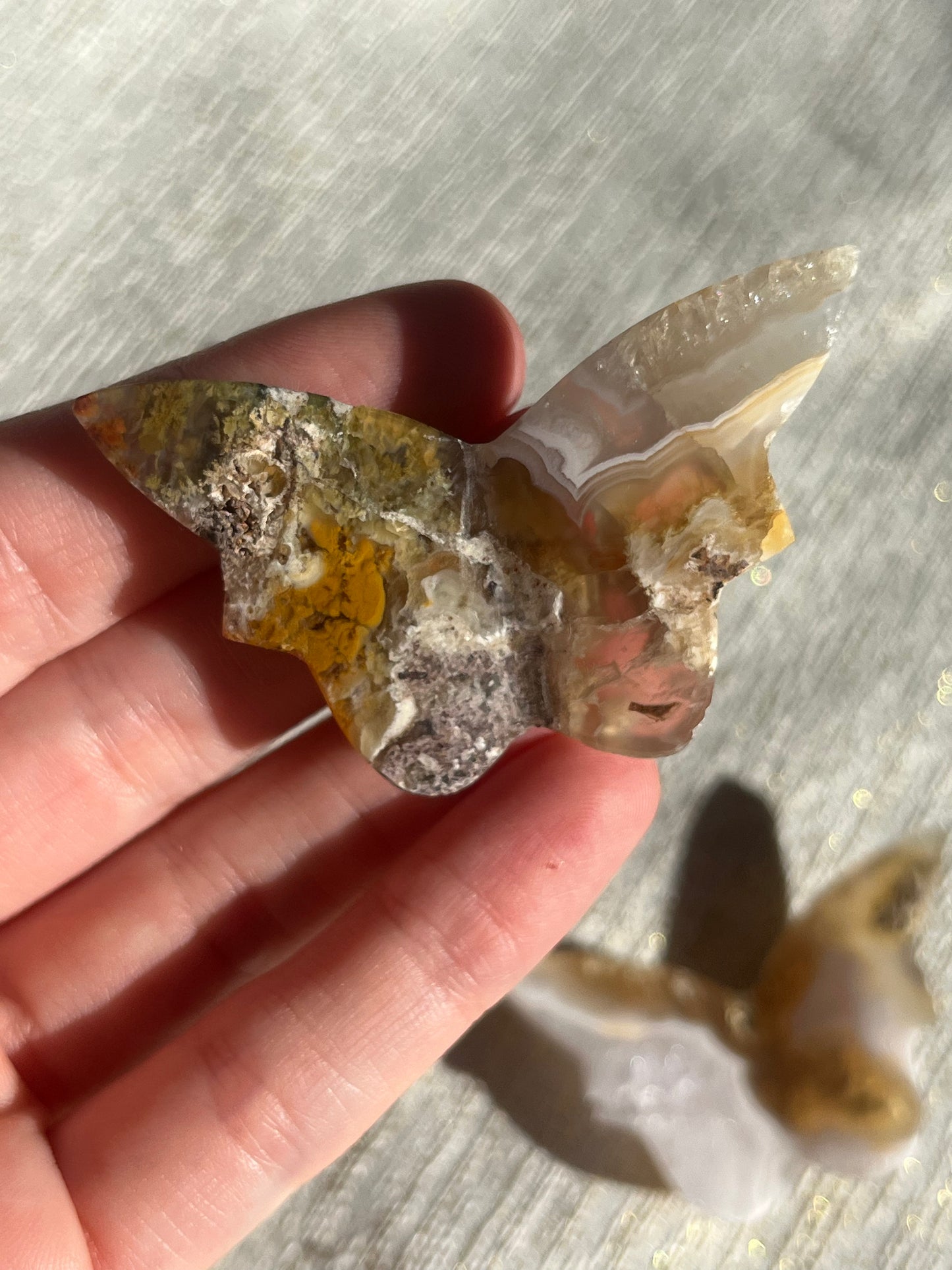 Nebula Agate 3D Butterfly Carvings Lot D (4 pieces)