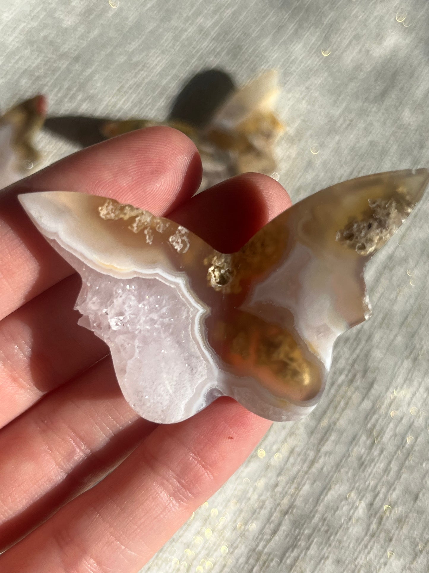 Nebula Agate 3D Butterfly Carvings Lot D (4 pieces)