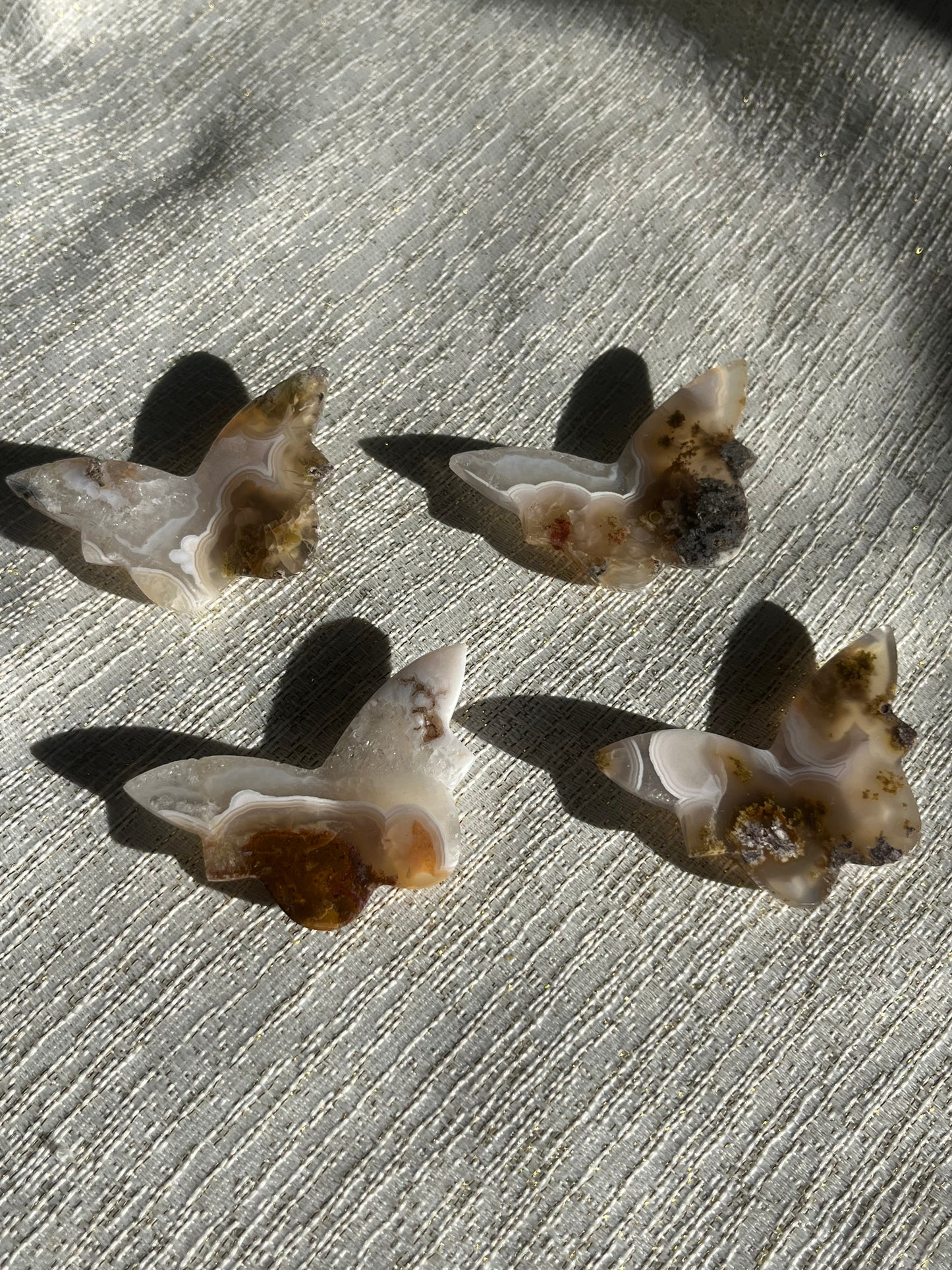 Nebula Agate 3D Butterfly Carvings Lot E (4 pieces)