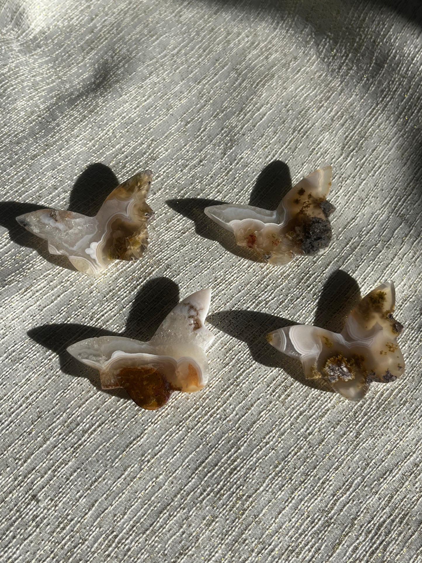 Nebula Agate 3D Butterfly Carvings Lot E (4 pieces)