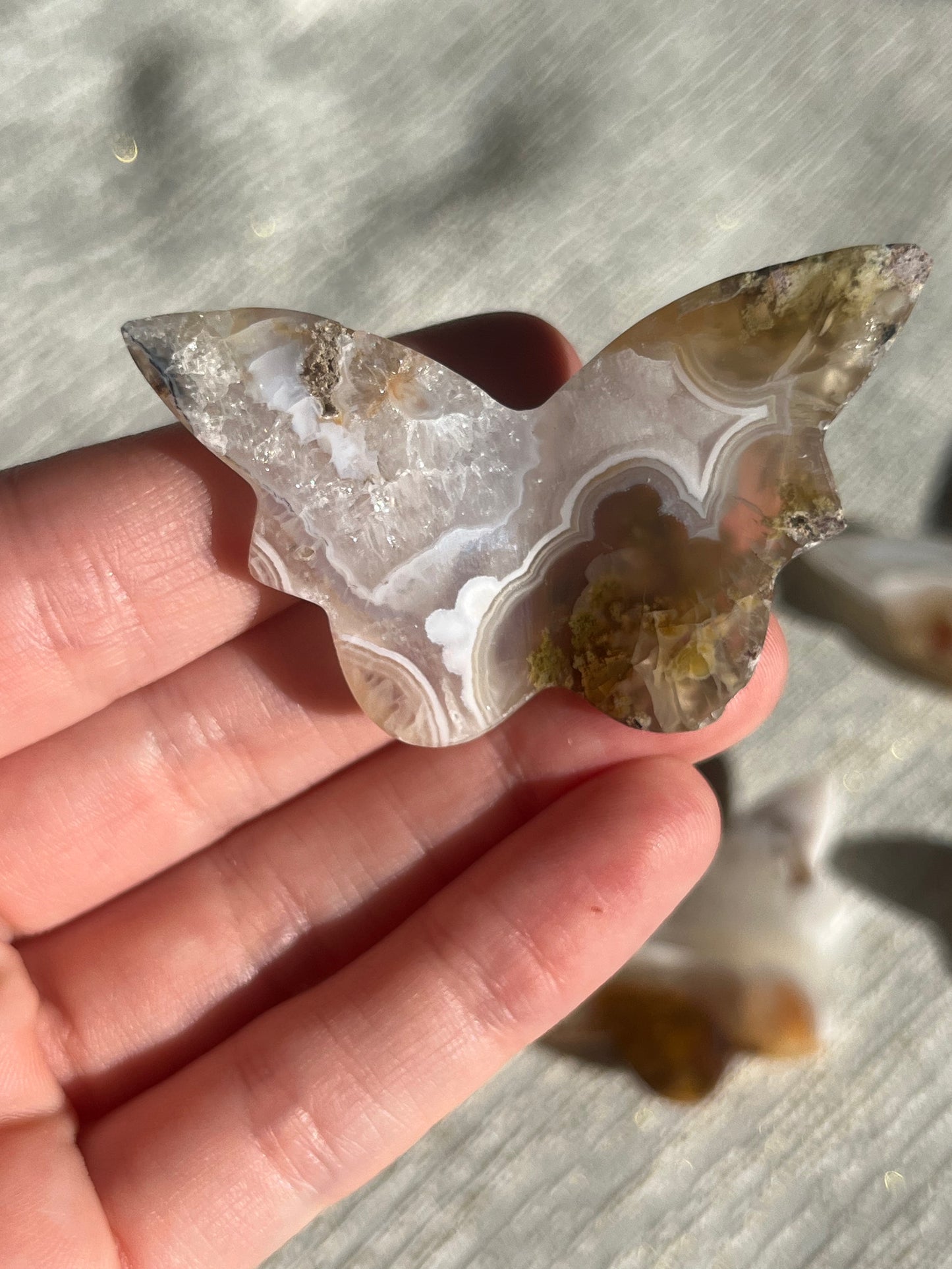 Nebula Agate 3D Butterfly Carvings Lot E (4 pieces)