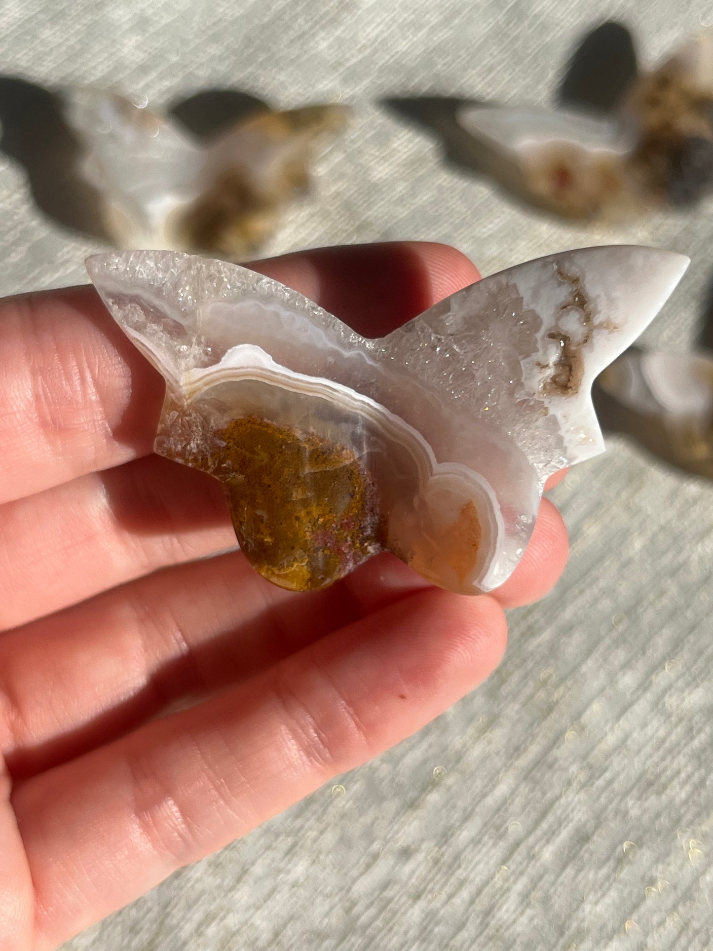 Nebula Agate 3D Butterfly Carvings Lot E (4 pieces)