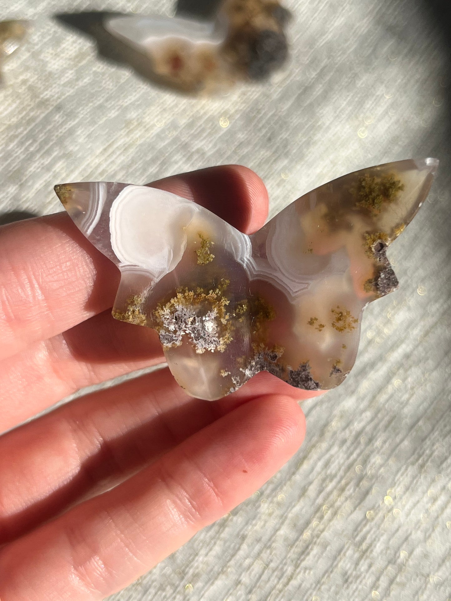 Nebula Agate 3D Butterfly Carvings Lot E (4 pieces)