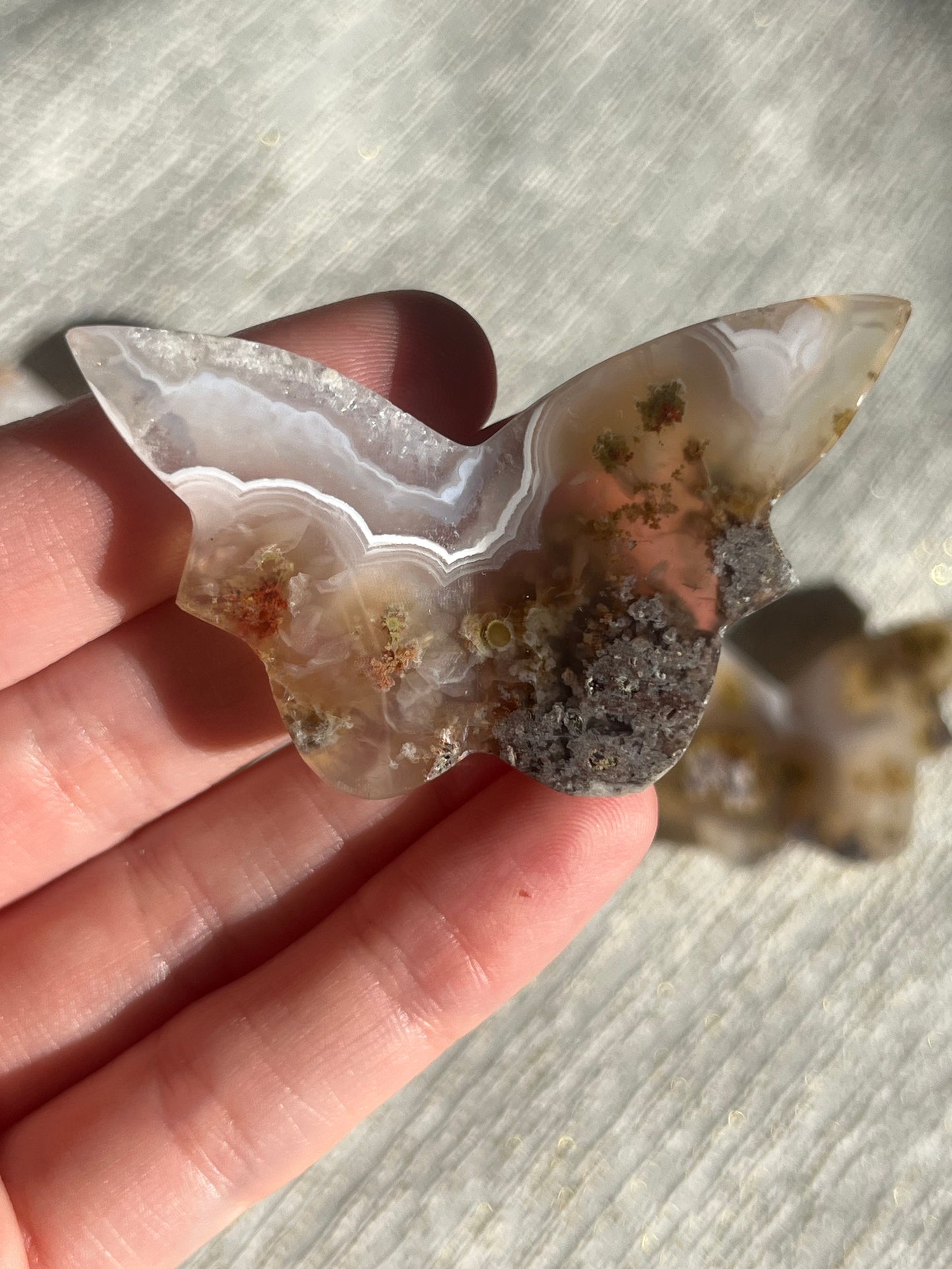 Nebula Agate 3D Butterfly Carvings Lot E (4 pieces)
