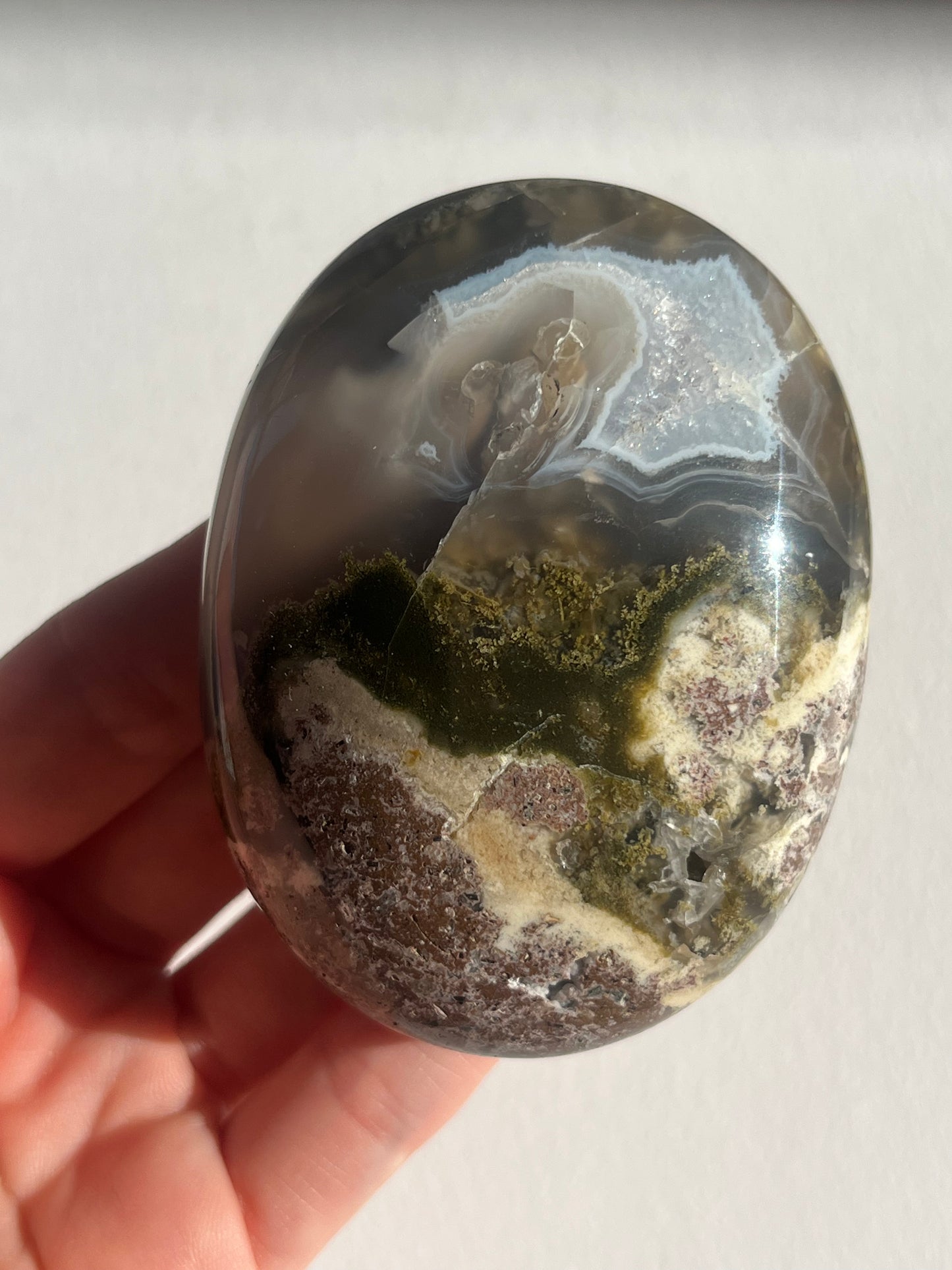 Nebula Agate Large Puffy Oval Palmstones Lot A (3 pieces)