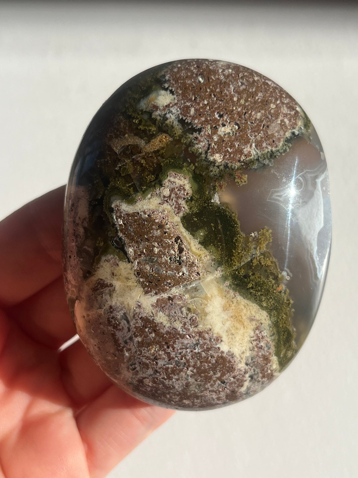 Nebula Agate Large Puffy Oval Palmstones Lot A (3 pieces)