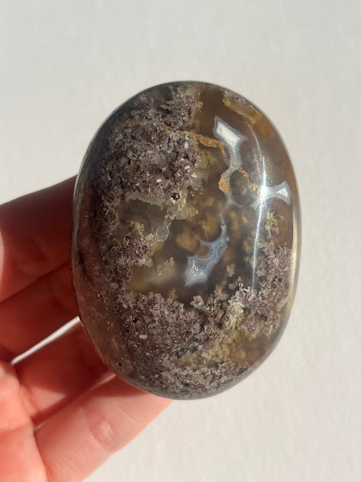 Nebula Agate Large Puffy Oval Palmstones Lot A (3 pieces)