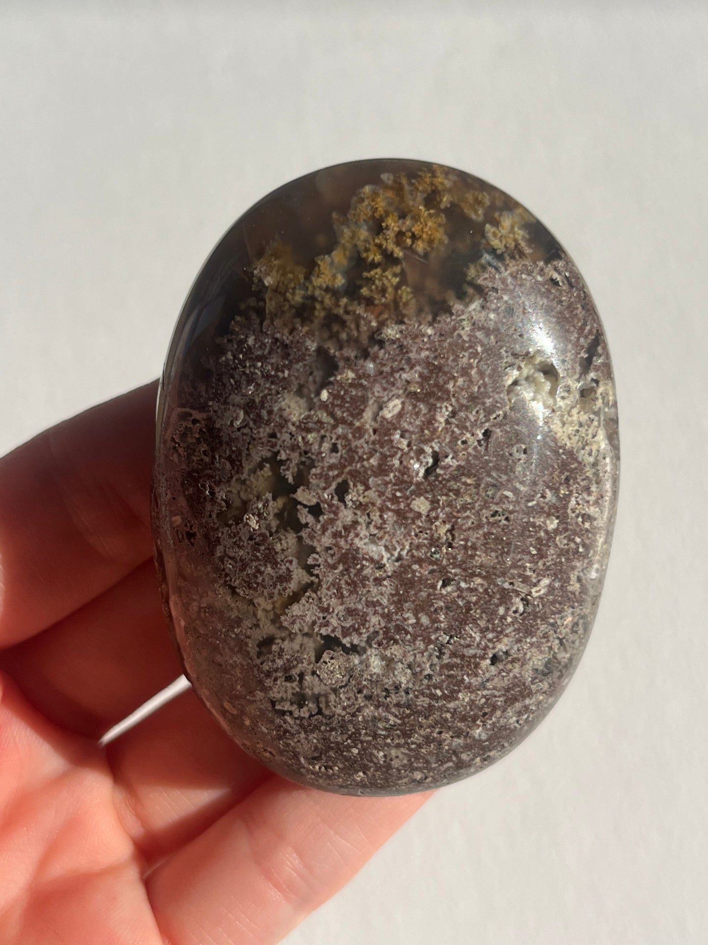 Nebula Agate Large Puffy Oval Palmstones Lot A (3 pieces)