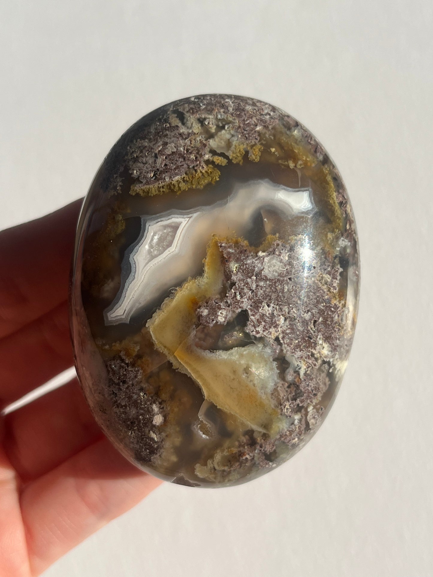 Nebula Agate Large Puffy Oval Palmstones Lot A (3 pieces)