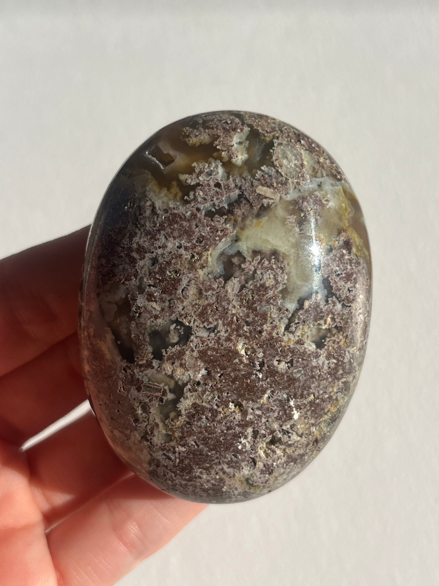 Nebula Agate Large Puffy Oval Palmstones Lot A (3 pieces)