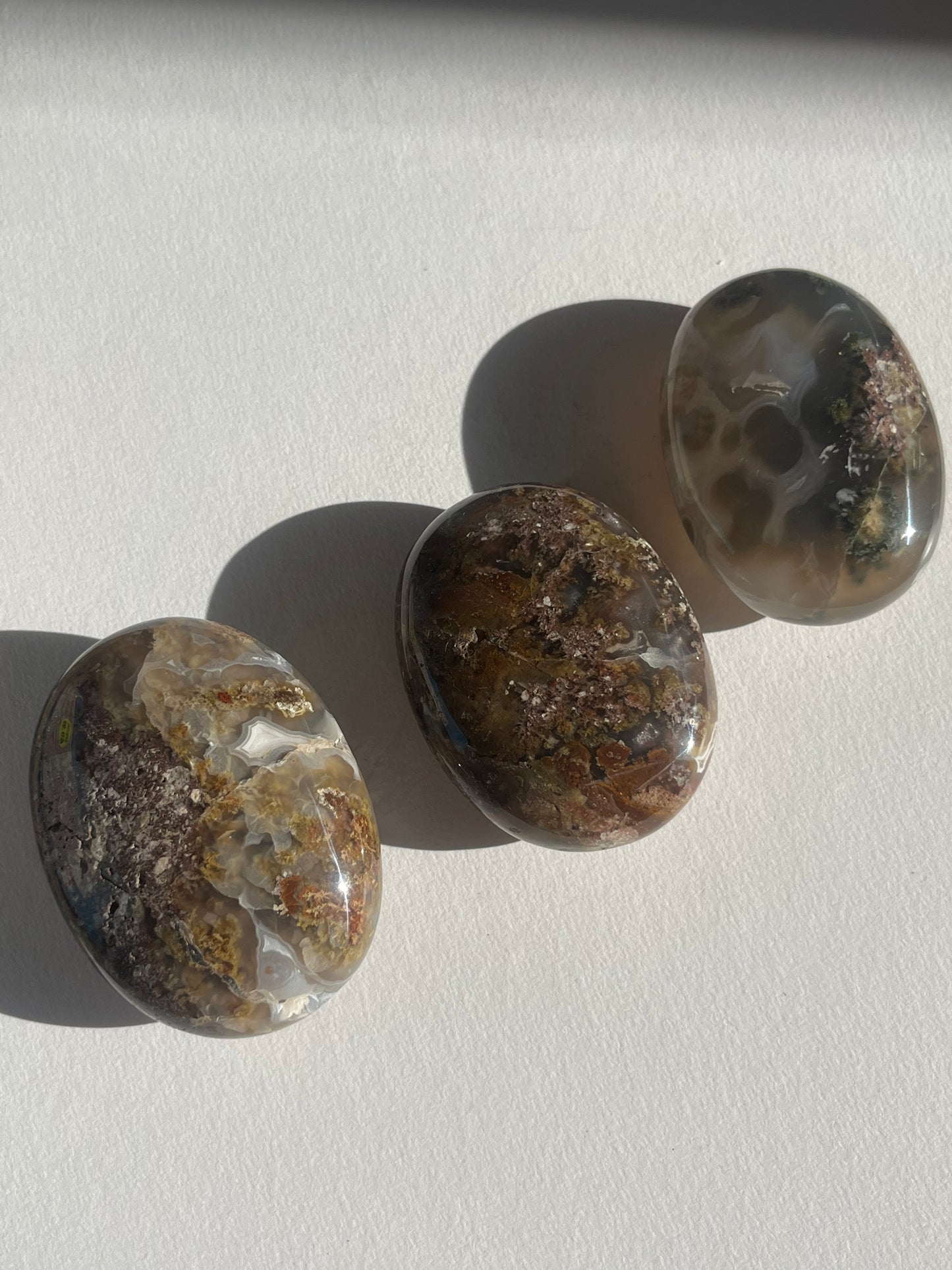 Nebula Agate Large Puffy Oval Palmstones Lot B (3 pieces)