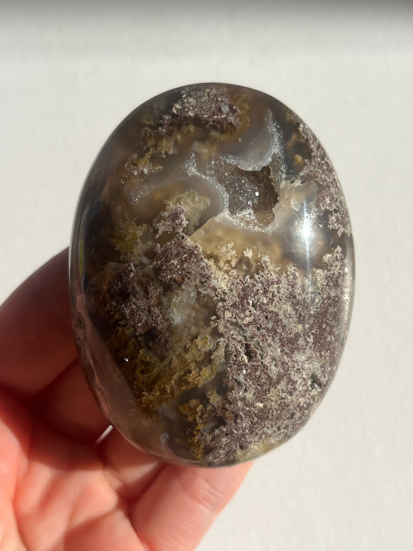 Nebula Agate Large Puffy Oval Palmstones Lot B (3 pieces)