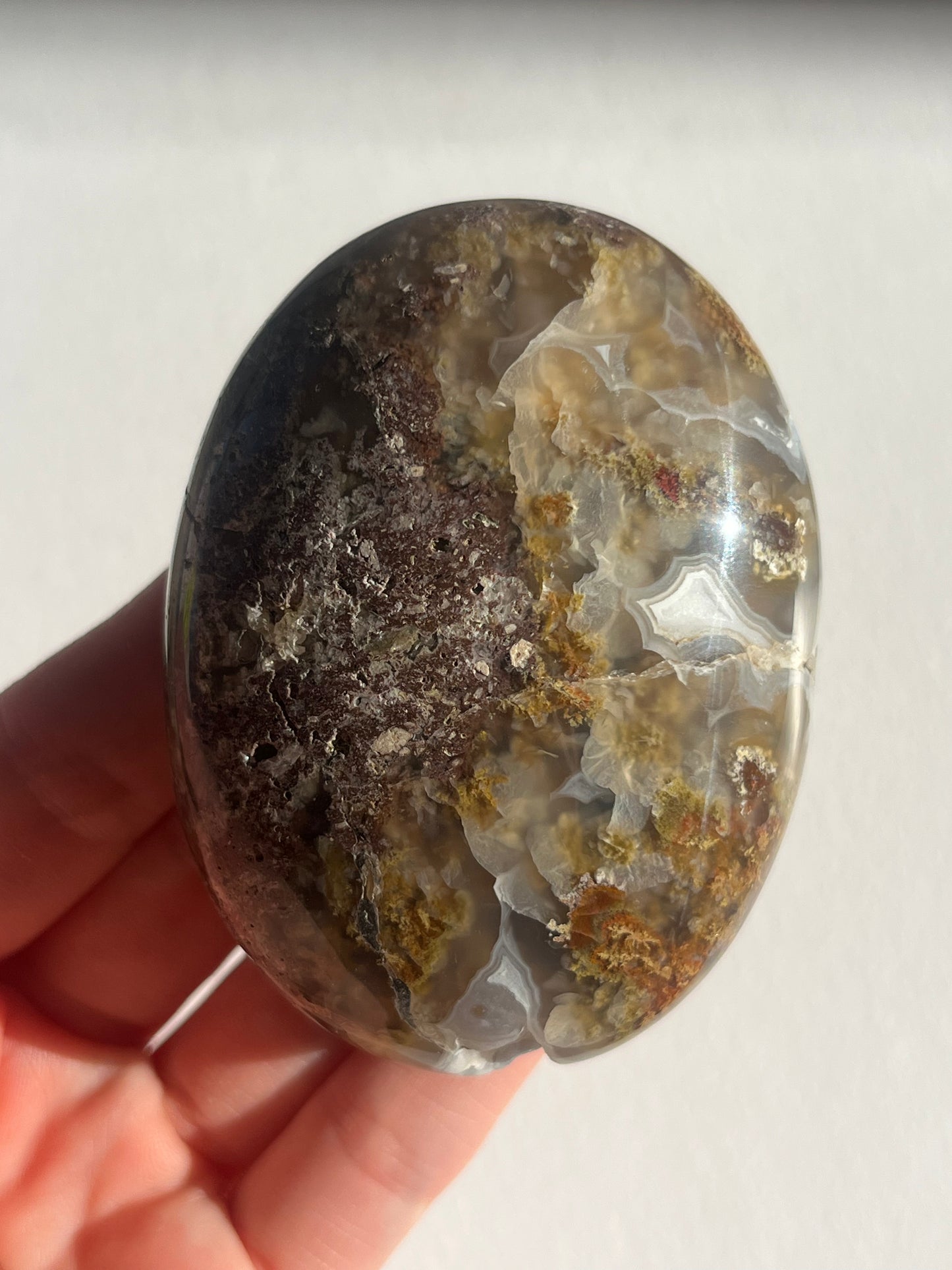 Nebula Agate Large Puffy Oval Palmstones Lot B (3 pieces)