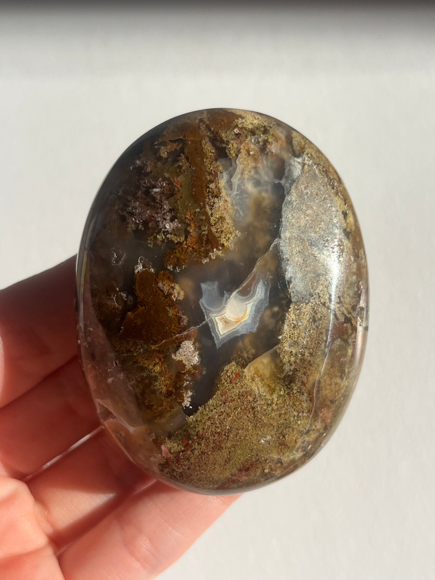 Nebula Agate Large Puffy Oval Palmstones Lot B (3 pieces)