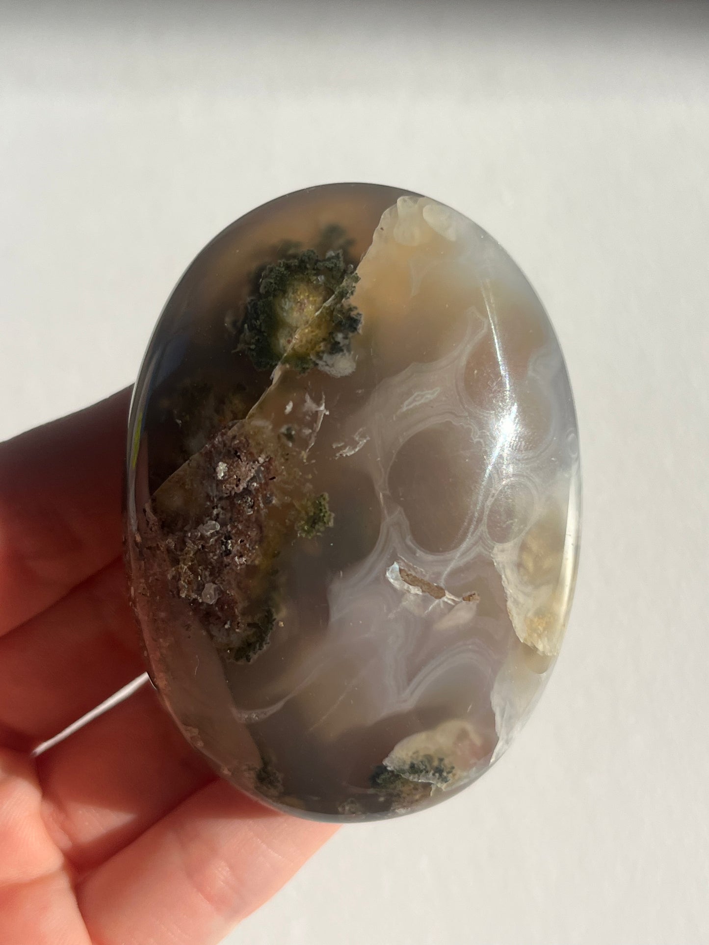Nebula Agate Large Puffy Oval Palmstones Lot B (3 pieces)