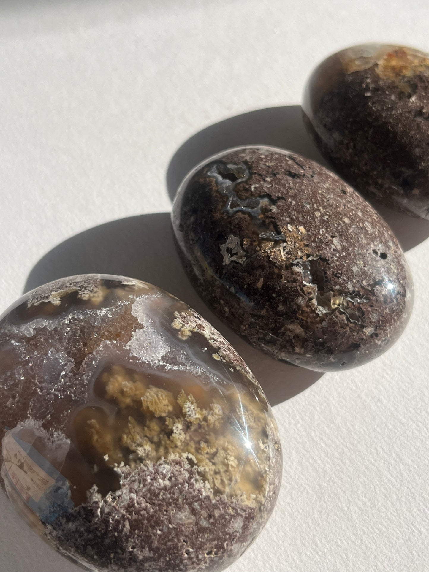 Nebula Agate Large Puffy Oval Palmstones Lot C (3 pieces)
