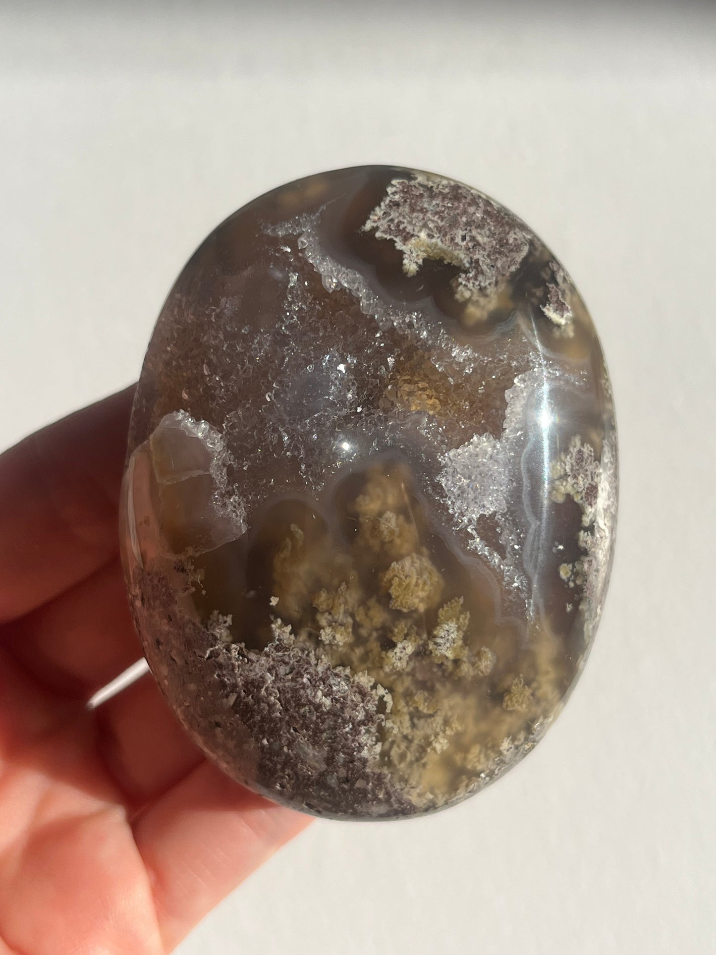 Nebula Agate Large Puffy Oval Palmstones Lot C (3 pieces)