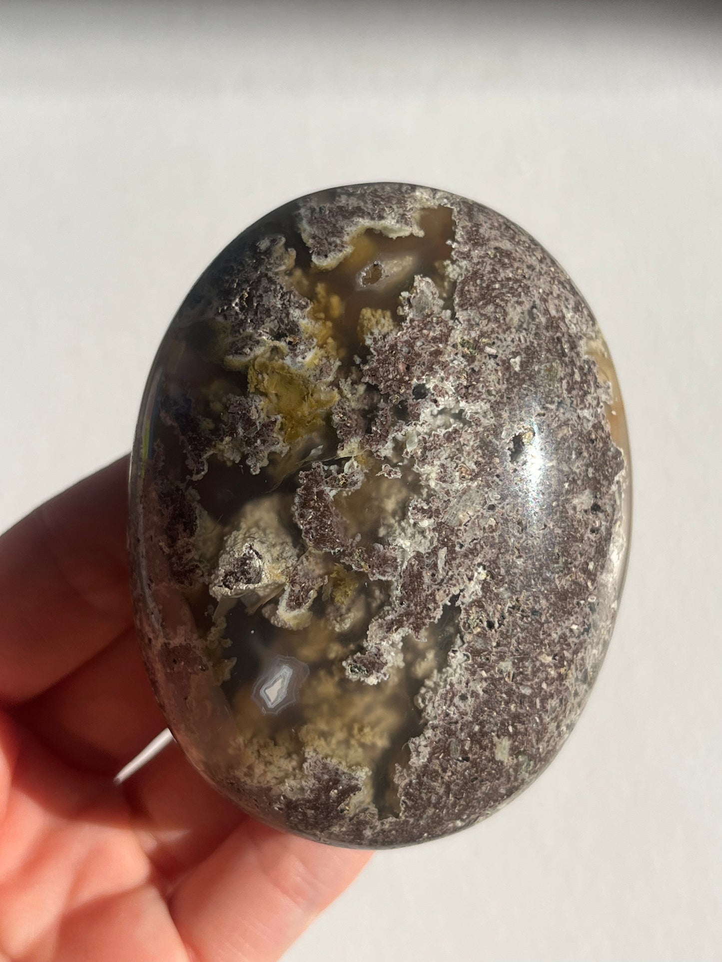 Nebula Agate Large Puffy Oval Palmstones Lot C (3 pieces)