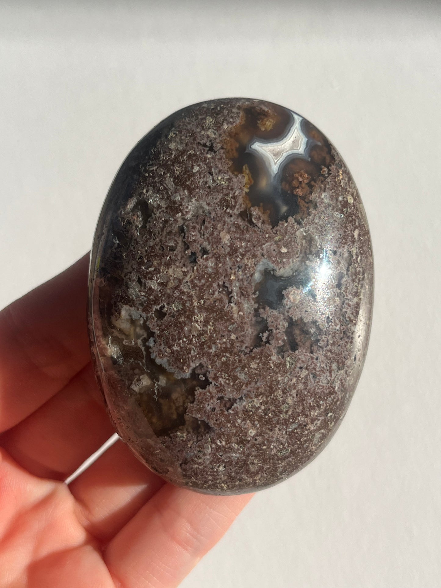 Nebula Agate Large Puffy Oval Palmstones Lot C (3 pieces)