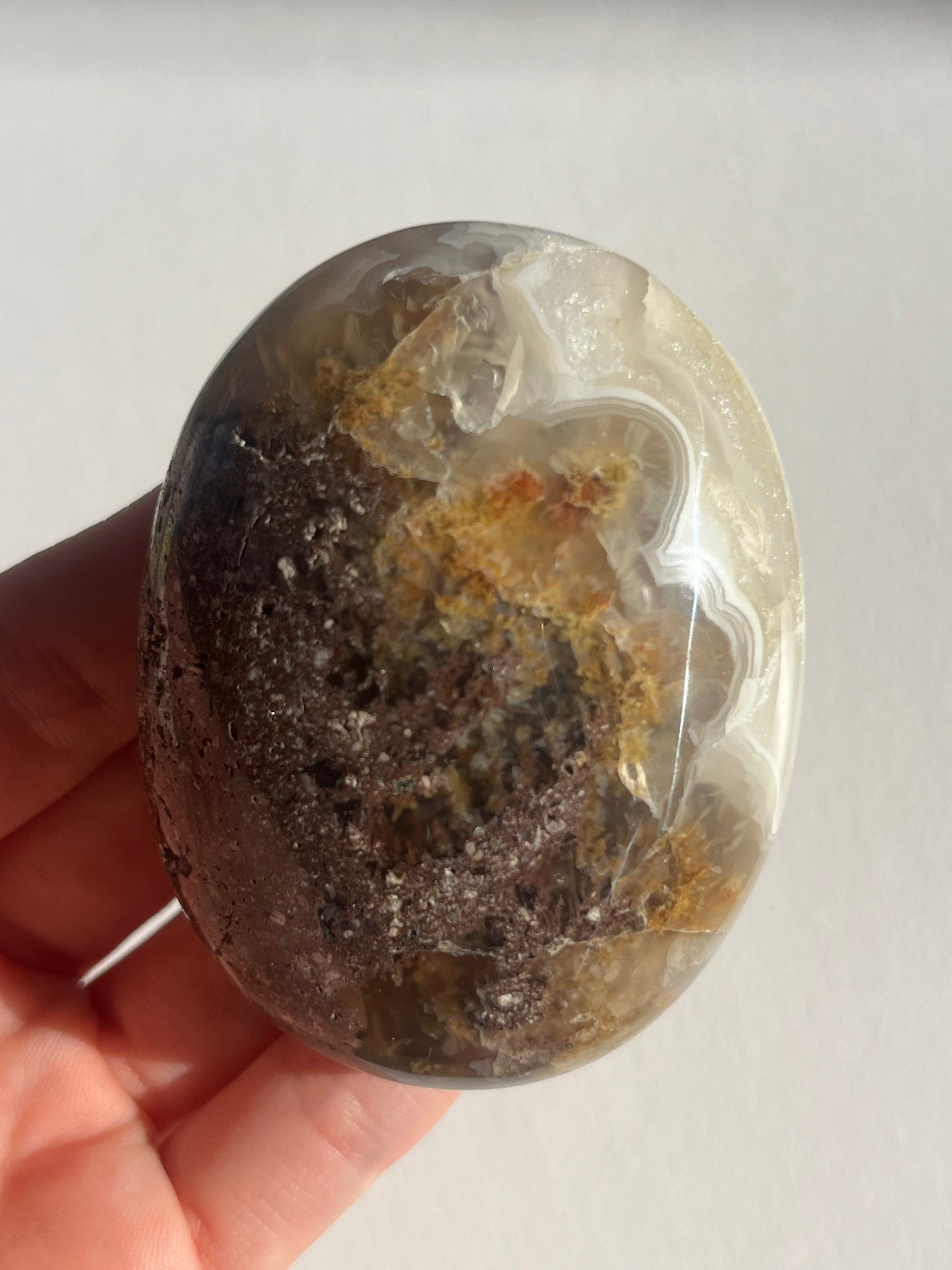 Nebula Agate Large Puffy Oval Palmstones Lot C (3 pieces)