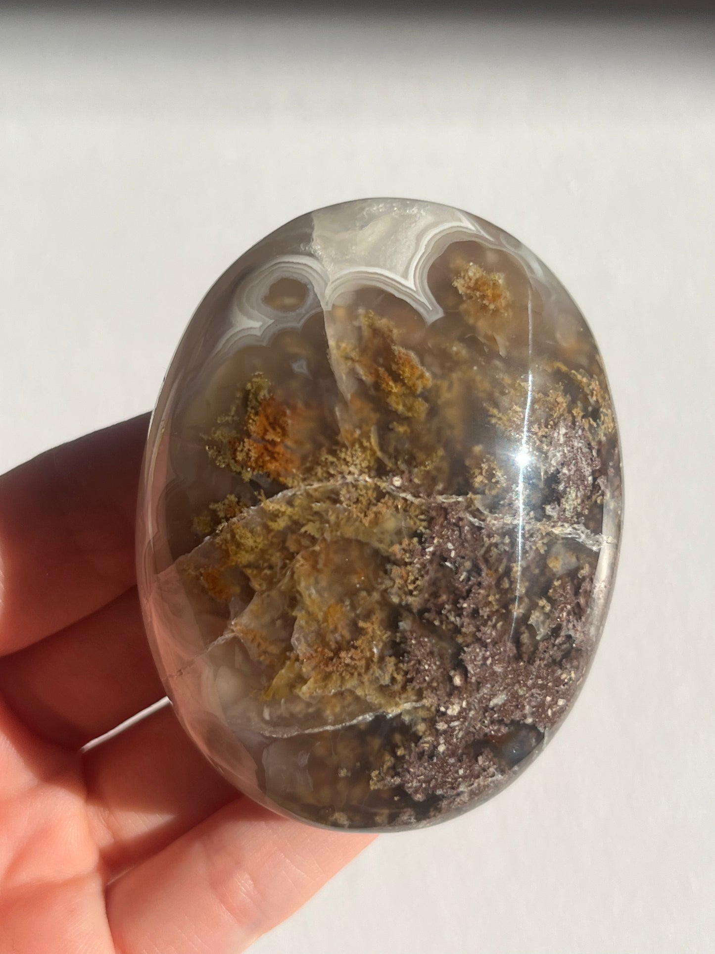 Nebula Agate Large Puffy Oval Palmstones Lot C (3 pieces)