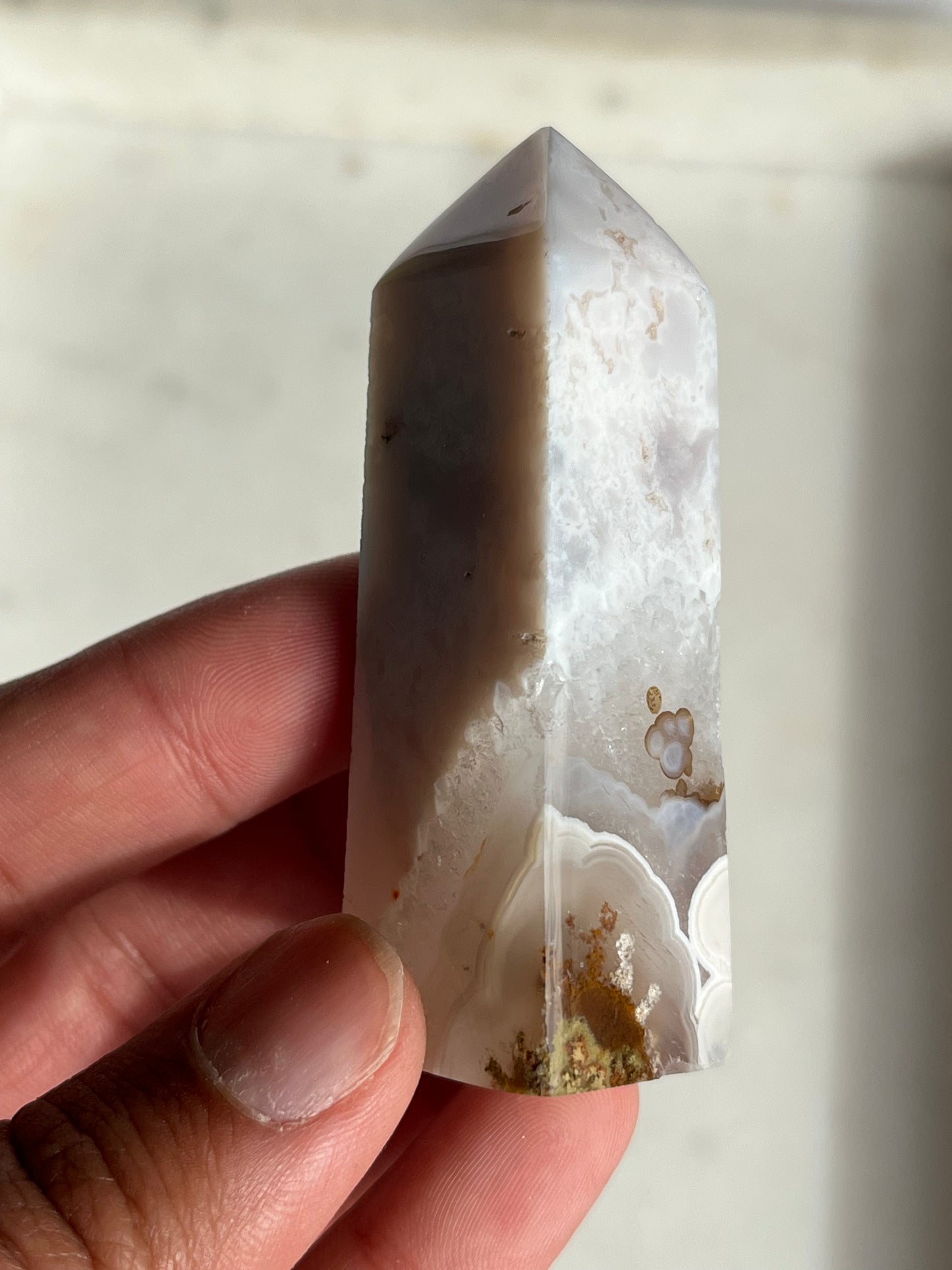 Nebula Agate, Scenic Moss and Chalcedony Tower