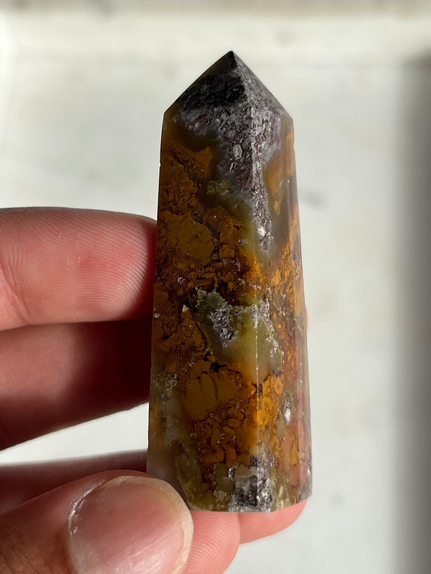 Nebula Agate, Scenic Moss and Chalcedony Tower